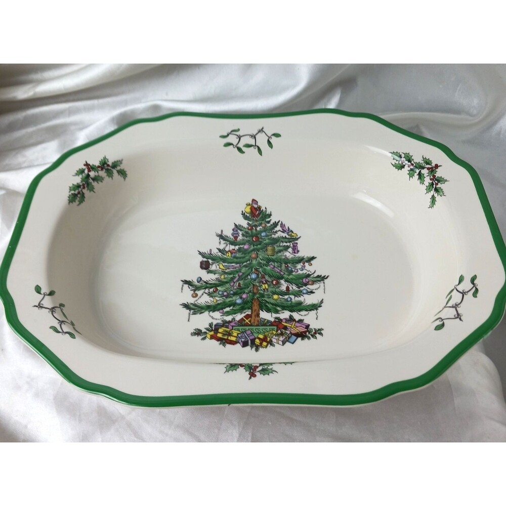 SPODE CHRISTMAS TREE 11'' OVAL VEGETABLE DISH-MADE IN ENGLAND
